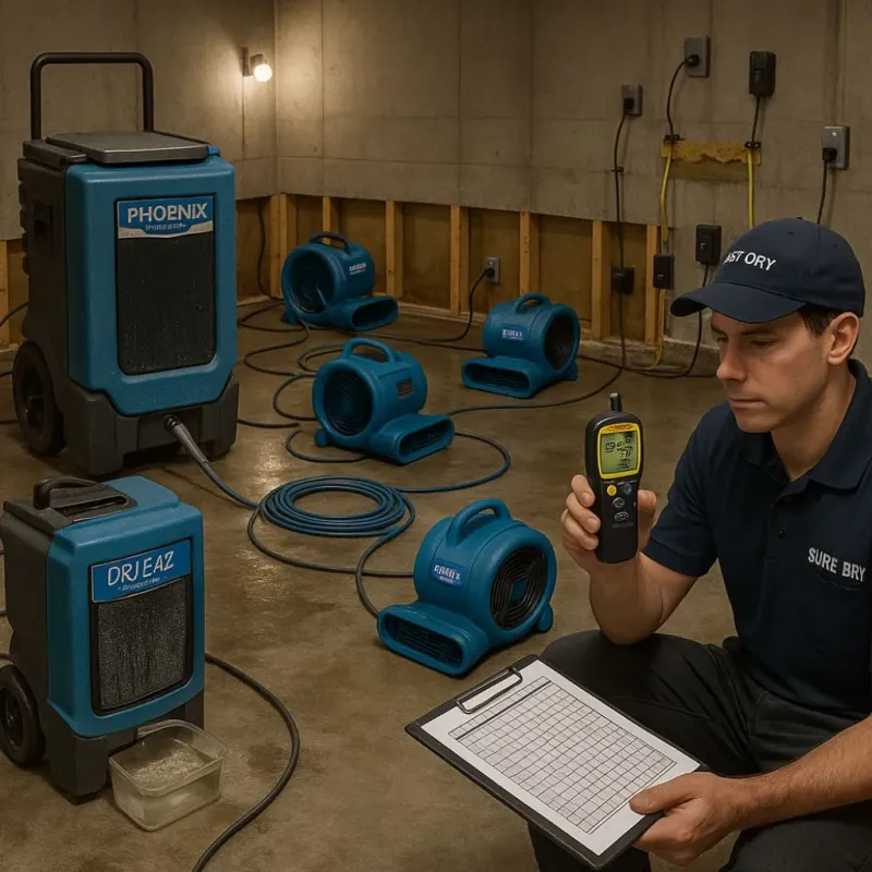 Structural Drying and Dehumidification process in Oak Hill, WV